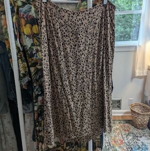 Reformation Brown Leopard Bea Midi Skirt